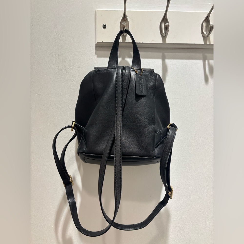 Coach Black Leather Backpack with Gold Hardware - Picture 2 of 4